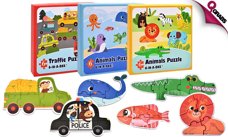 6-in-1 Block Puzzles for Kids!